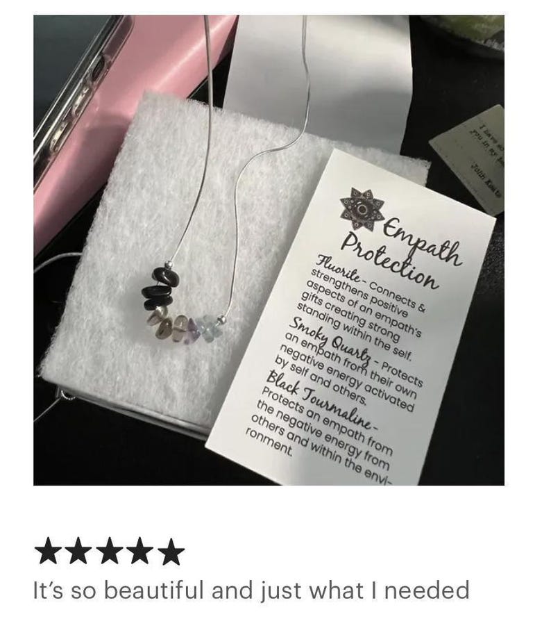 Empath Protection Necklace Raw Crystal Adjustable Necklace Sterling Silver or 14K Gold Filled image 15
