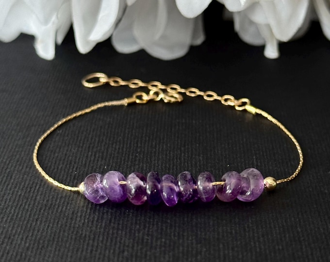Raw Amethyst Ankle Bracelet Silver Gold filled Anklet Crystal Bracelet