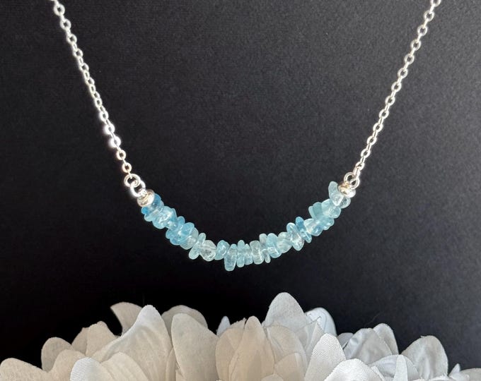 Raw Aquamarine Necklace Birthstone Jewelry Stone Crystal Gem