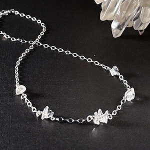 Raw Clear Quartz Crystal choker, Quartz Satellite Station Necklace or Crystal beaded choker, Natural Genuine Real Unpolished Rough gems