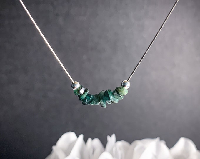 Raw Emerald Necklace for Self Love, Self Care & Heart Chakra, Calming Necklace