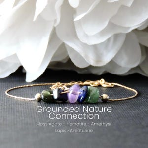 Grounding & Nature Connection Raw Crystal Bracelet or Anklet – Sterling Silver or 14K Gold Filled – Adjustable Fit