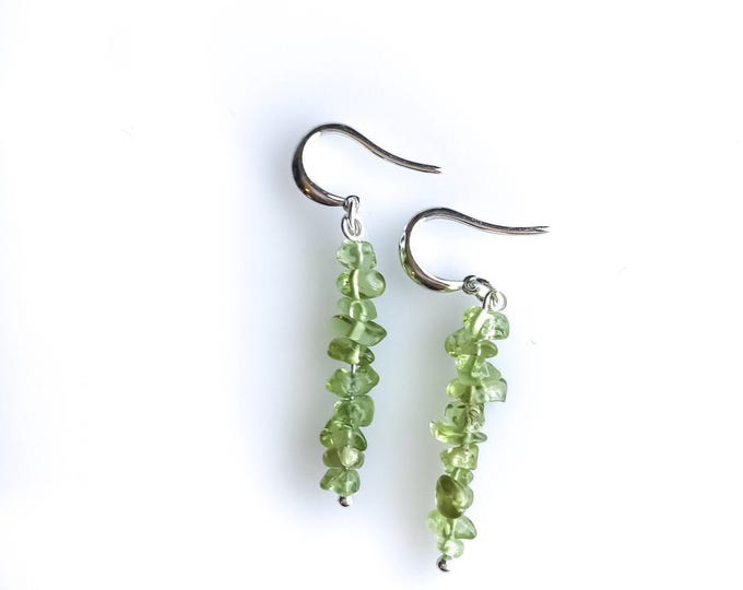 Raw Peridot Earrings prosperity jewelry, raw crystal earrings, August Birthstone