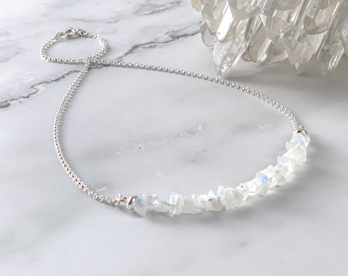 Raw Moonstone Necklace, June Birthstone necklace, Woman Fertility jewelry gift, crystal gemstone, Genuine, Real, Natural and always Unique