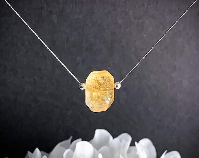 Citrine Necklace for Women, Silver Necklace Choker, Citrine Pendant, November Birthstone Citrine Jewelry, Citrine Crystal Anniversary gift