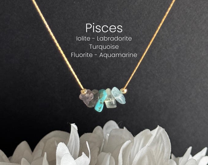 Pisces Necklace Zodiac Necklace Raw Crystals