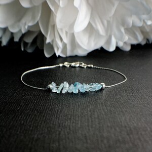 Raw Aquamarine Bracelet, Calming Bracelet, Stress Bracelet, March Birthstone Ankle Bracelet image 3