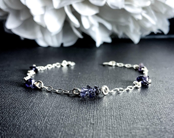 Iolite Bracelet Sterling Silver Satellite Chain Anklet