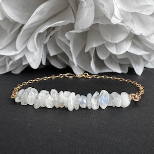 Moonstone Bracelet Raw Crystal Anklet in Sterling Silver or 14K Gold Filled