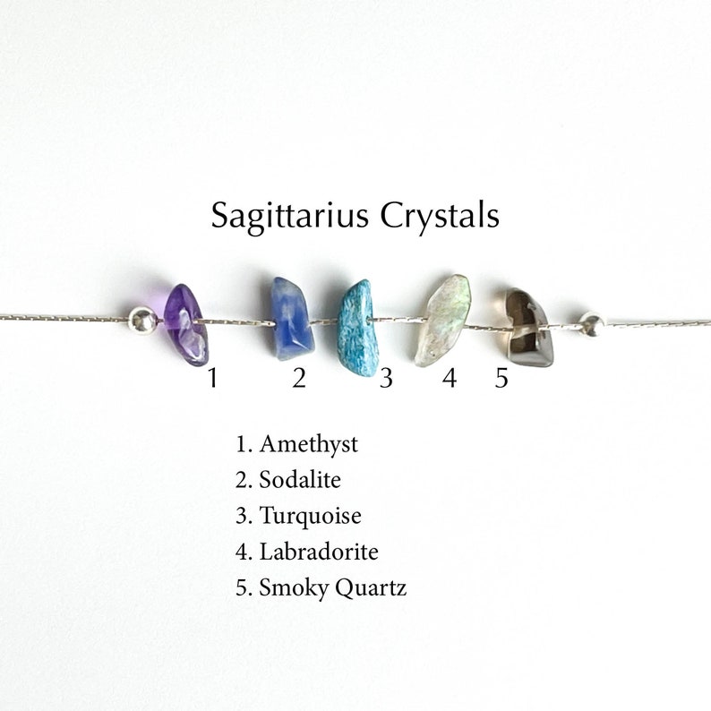 Sagittarius Necklace Raw Crystals Zodiac Sign Astrology Choker Crystal Jewelry image 3