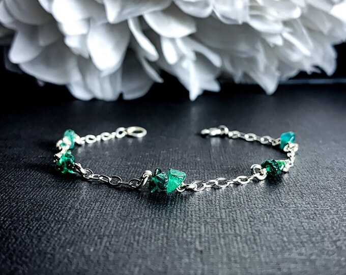 Green Aventurine Bracelet Satellite Chain Sterling Silver
