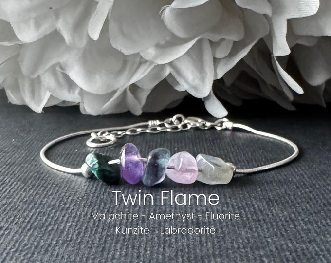 Twin Flame Raw Crystal Bracelet or Ankle Bracelet Spiritual Balance Integration