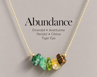 Collar de cristal, símbolo de abundancia, prosperidad e intención, regalo de Año Nuevo, ojo de tigre, cadena de plata chapada en oro.