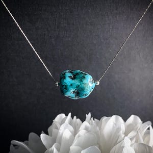Genuine Turquoise Nugget Raw Stone Necklace, Turquoise Jewelry December Birthstone