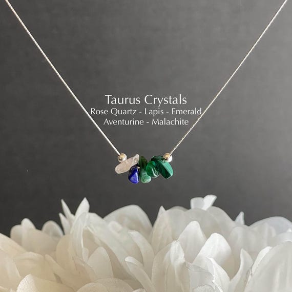 Taurus Necklace Raw Crystals Zodiac Sign Astrology Choker Crystal Jewelry
