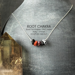 Root Chakra Stones Necklace Raw Crystal Delicate Necklace Spiritual Gifts