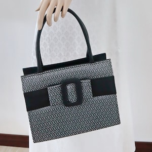 Brocade Faux Silk Tote Bag: Thai Pattern Handbag with Crossbody Strap