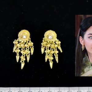 Thai Traditional Earrings: Metal-Plated Wedding Jewelry