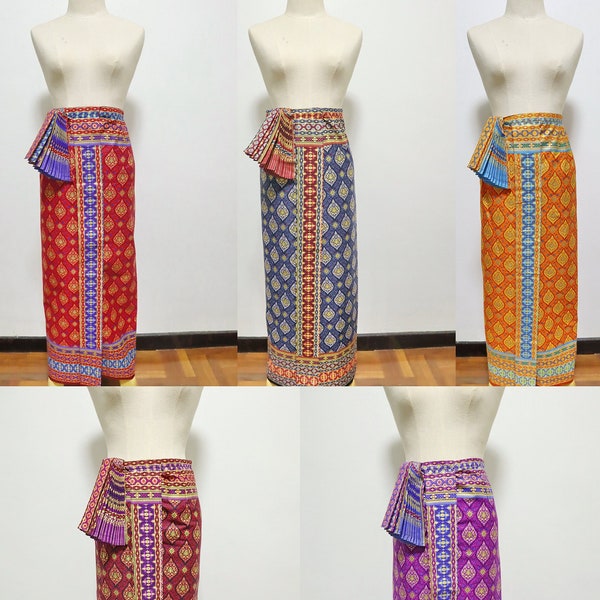 Une jupe sarong batik imprimée prête à l'emploi, une jupe de mariée traditionnelle thaïlandaise/khmère, une jupe réglable jusqu'à 34 po de taille, 42 po de hanches