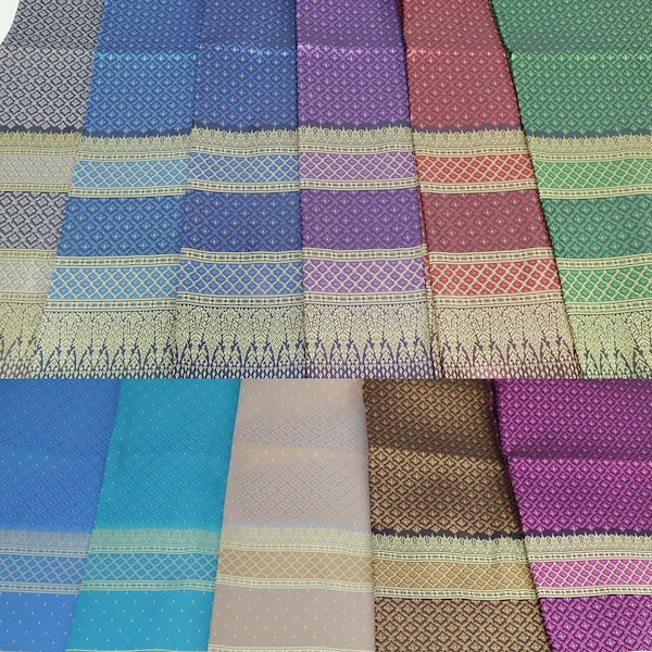 Faux Silk fabric, Not A Readymade Sarong, Brocade Polyester Fabric, Wedding Dress Materials, Thai Lao Khmer Wrap Sarong Skirt Materials