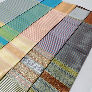 Brocade Faux Silk Fabric: Thai Costume Material, Sarong Skirt, Unstitched Cloth