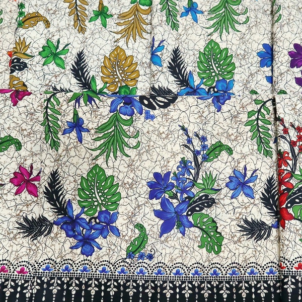 42x65 pouces imprimé coton batik pas un paréo prêt à l’emploi, tissu imprimé avec motif de fleur d’orchidée fabriqué en Thaïlande, enveloppement de sarong