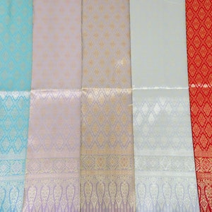 Brocade Faux Silk Fabric: Thai Wedding Dress Material, Unstitched Cloth