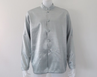 Chemise traditionnelle thaïlandaise/laos/khmère argentée gris-vert pour homme