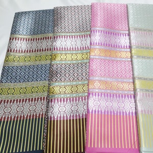 Thai Lanna Brocade Fabric: Polyester Faux Silk Sarong Skirt Cloth