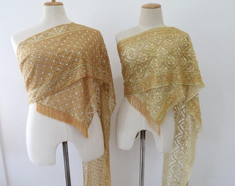 Beaded Embroidery Sash: Thai Sabai Shawl Pabiang, Laos Wedding Dress Accessory