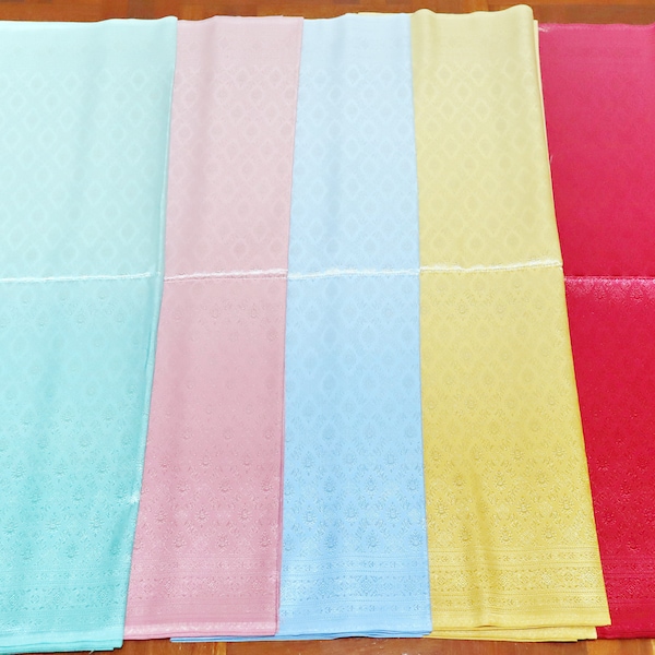 Dégradé Couleur Ton Brocart Polyester Tissu, Fausse Soie avec Motif Thaïlandais, Thai Khmer Wrap Sarong Jupe Matière, Pas Un Sarong Prêt à l’Emploi