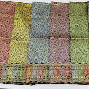 Lao Sinh Brocade Fabric: Thai Laos Wrap Sarong Material (32x66 inches), Unstitched Cloth