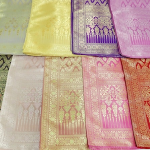 12x116 Zoll Brokat Kunstseide Schärpe, Schal, Sabai, Phabiang, Schultertuch für thailändische Lao Khmer Brautkleid, Tischläufer, Spa Bettläufer