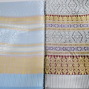 Brocade Synthetic Silk Fabric: Thai Lanna Design, Unsewn Polyester Textile, Unstitched Cloth