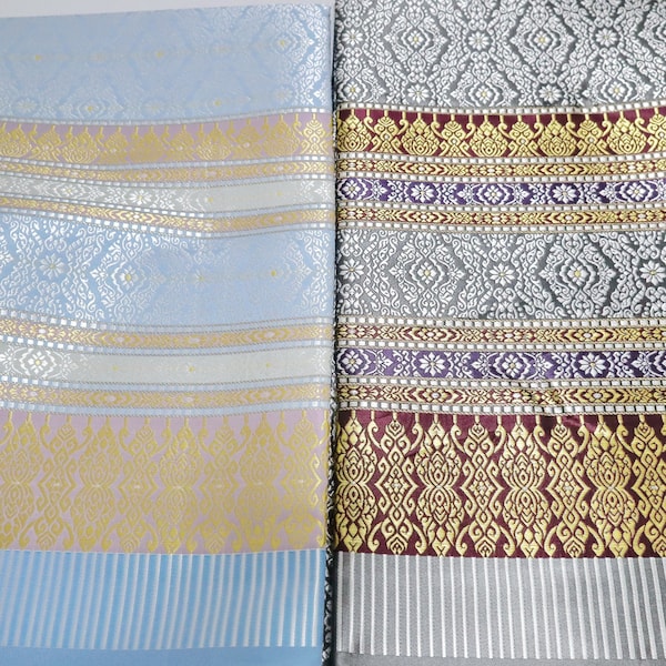 Thai Brocade Faux Silk Fabric Not A Readymade Sarong, Thai Costume Materials, Tube Sarong Skirt Materials, Khmer Wedding dress materials