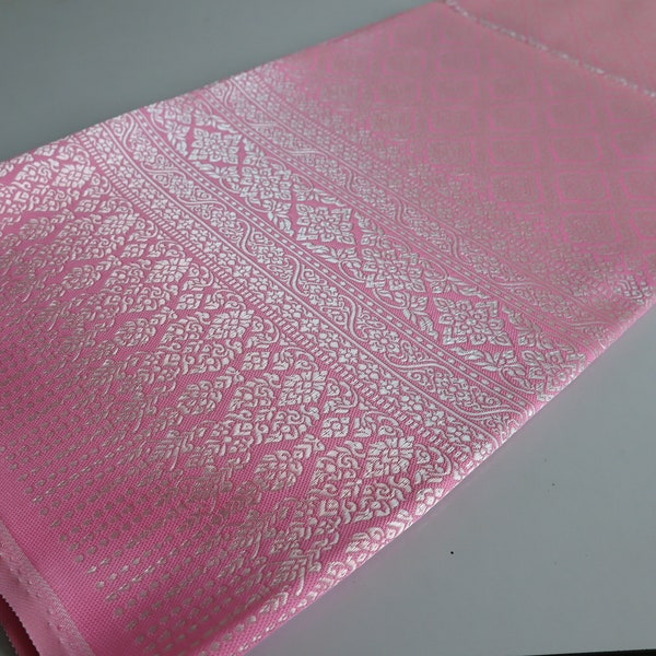 Tissu polyester brocart dégradé de couleurs, simili soie à motif thaïlandais, jupe paréo portefeuille thaïlandaise khmère