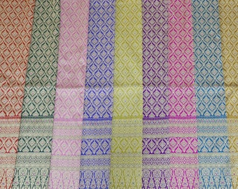 Thai Brocade Polyester and Cotton Fabric, Sarong materials Not a Readymade Sarong, Traditional Thai/ Khmer/ Laos Costume Materials