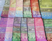 Sale 40 off, 12x116 inches Brocade faux silk Thai shawl, Sabai, Phabiang, Sash, shoulder cloth for Thai dress and can be use as bed runner
