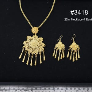 Necklace and earrings set for Thai Lao Khmer costume, Thailand ancient design jewelry for traditional Thai outfits
