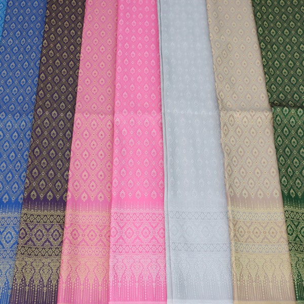 Brocade Faux Silk Fabric Not A Readymade Sarong, Polyester Silk, Thai/ Laos/ Khmer Wrap Sarong Skirt Materials, Wedding Dress Materials