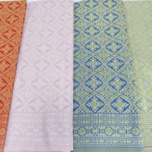 Thai Brocade Fabric: Faux Silk Sarong Sinh Skirt Material, Unstitched Cloth