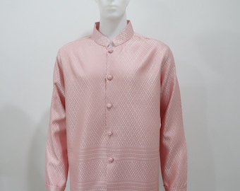 Thai Traditional Wedding Dress : Pastel Peach Shirt for Men , Thai Laos Khmer Clothing