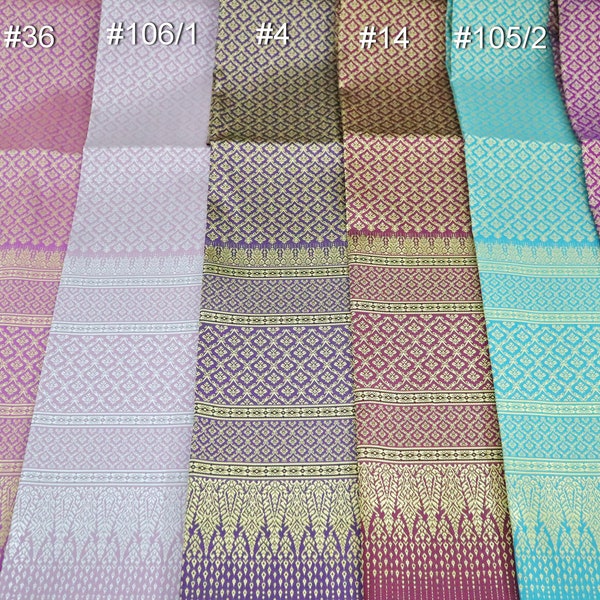 Tissu de soie artificielle en brocart thaïlandais, pas un sarong prêt à l'emploi, matériaux de sarong de mariage thaïlandais/khmer, matériaux de costume thaïlandais, soie artificielle