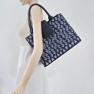 Ikat Tote Bag: Brocade Cotton Handbag with Thai Pattern Design