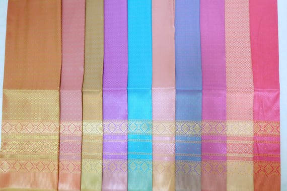 Thai Brocade Faux Silk Fabric: Wedding Dress & Sarong Material, Unsewn Cloth By The Yard