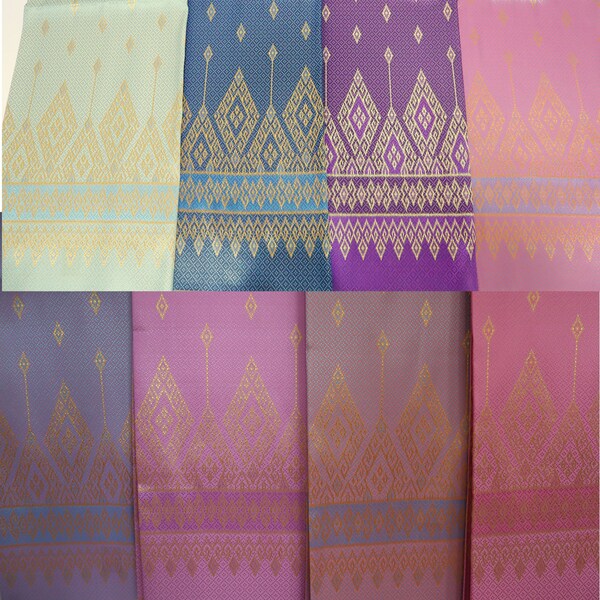 Brocade Faux Silk Fabric The Item Is Not a Readymade Sarong, Polyester Silk Fabric, Thai Laos Khmer Clothing and Wedding Dress Materials