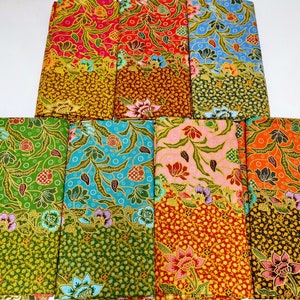 Batik Cotton Fabric: Floral Print Wrap Sarong Material 43.5x78 inches, Unstitched Cloth
