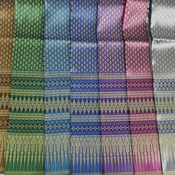 Brocade Faux Silk  Fabric It's not a Readymade Sarong, Wrap Sarong Skirt Materials, Thai/ Lao/ Khmer Wedding Dress Materials