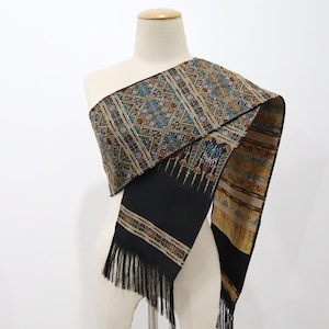 Laos Brocade Sash: Thai Traditional Costume Sabai, Waist Band, Laos Pabiang, Table Runner