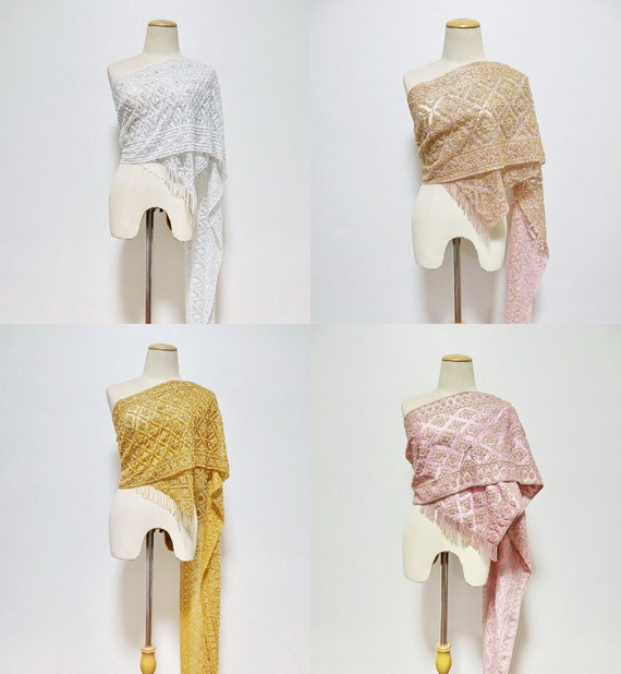 Hand Embroidery Beads and Sequins Shawl Hand Embroidered Etsy